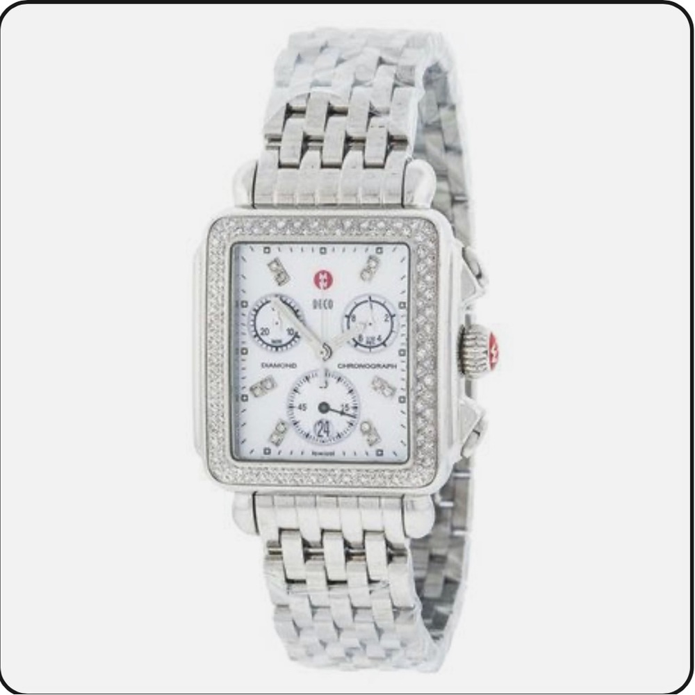 Michele Deco Diamond Mother of Pearl Chronograph Watch